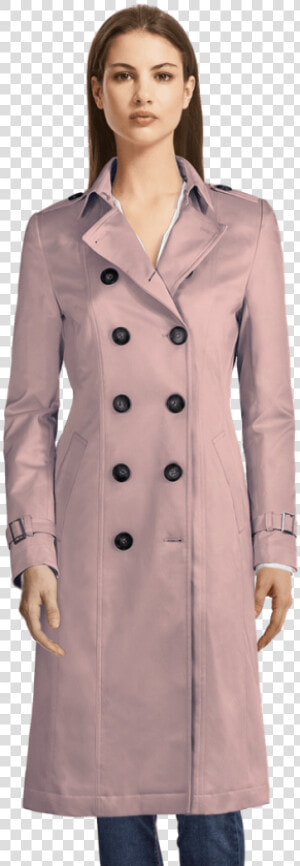 Pastel Pink Long Single Breasted Trench Coat   Trench Femme  HD Png Download