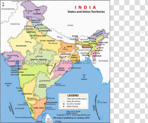 India Political States With Capital  HD Png Download