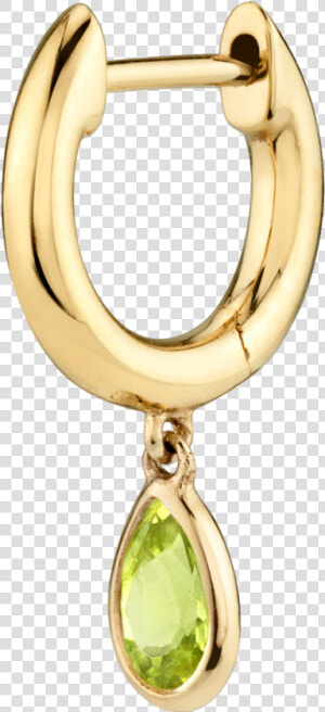 Peridot Teardrop Slim Hoop   Diamond  HD Png Download