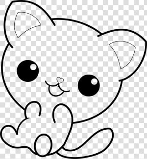 Kawaii Kitty Line Art   Kawaii Cat Coloring Pages  HD Png Download