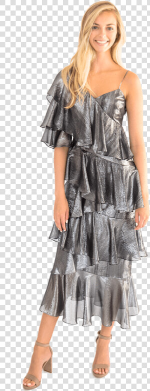 Bowie Gunmetal Ruffle Dress   Day Dress  HD Png Download