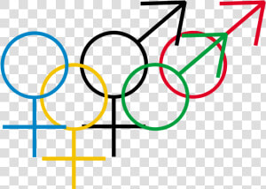 The Olympic Rings Modified With Male And Female Gender   Olympic Games Logo  HD Png Download