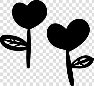 Two Heart shaped Flowers   Hearts And Flowers Svg  HD Png Download