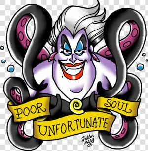 Disney Villain Tattoo Flash On Behance Disney Sleeve   Ursula Clipart  HD Png Download