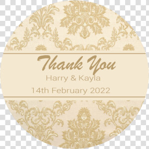 Personalised Damask Pattern Stickers Round Label Wedding   Thank You  HD Png Download