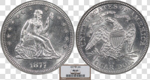 1877 cc Liberty Seated Quarter Dollar 25c Southgate  HD Png Download