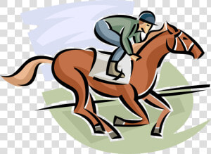Vector Illustration Of Equestrian Horse Race With Jockey  HD Png Download