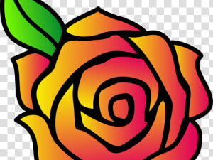 Orange Flower Clipart Single Flower   Draw A Cartoon Rose  HD Png Download