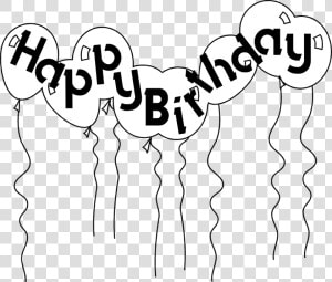 Happy Clip Art Library   Birthday Balloons Clipart Black And White  HD Png Download