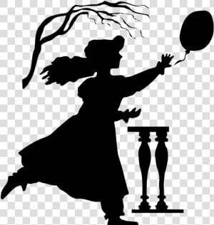 Girl Chasing Balloon Silhouette  HD Png Download