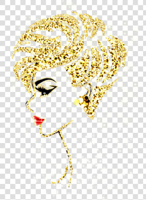  gold  glitter  sparkle  red  lips  profile  lady  face   Golden Girl Face Png  Transparent Png
