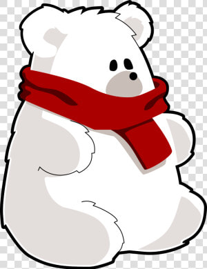 Red Christmas Scarf Png Clipart   Polar Bear With Scarf  Transparent Png