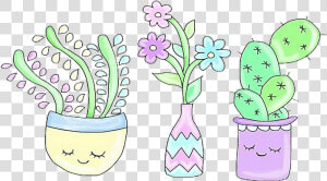  tumblr  plants  cactus  drawing  kawaii  aesthetic   Aesthetic Transparent Cartoon Plants  HD Png Download