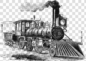 Vintage Locomotive Train Drawing Transparent Image   Second Industrial Revolution Drawing  HD Png Download