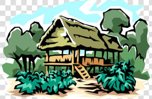 Vector Illustration Of Safari House On Stilts In Jungle   Jungle Clip Art  HD Png Download