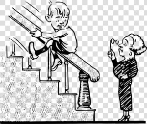 Line Art art thumb   Playing In The Stairs Clipart  HD Png Download