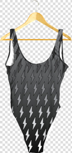Gray Ombre Lightning Bolts One piece   Swimsuit  HD Png Download