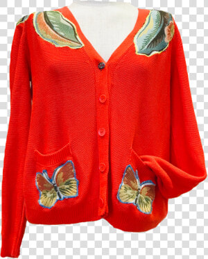 Bright Orange Butterfly   Size Large   Cardigan  HD Png Download