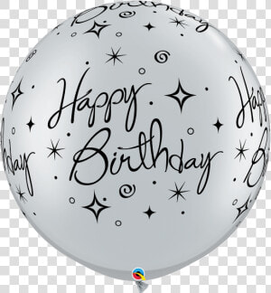 Birthday Sparkles Swirls A Round Silver V   Birthday White Balloon Png  Transparent Png