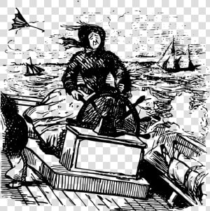 Vector Image Of Old Woman Navigating A Ship   Sailing Cartoons  HD Png Download