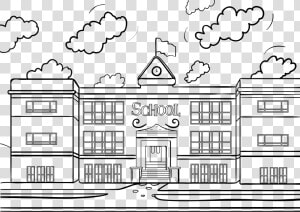 Transparent Library Building Clipart Black And White   Coloring Pages Of Schools  HD Png Download