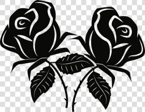 Black Rose Sticker Download Corel Cc0   Rose Flower Vector Black And White  HD Png Download