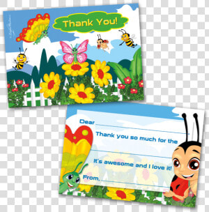 10 Kids Thank You Cards Bugs Themed And 10 Envelopes   Cartoon  HD Png Download