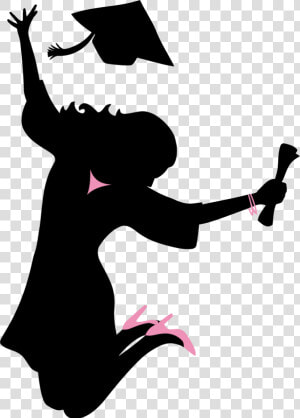 Graduation Ceremony Clip Art Silhouette Image Vector   Graduation Girl Silhouette Jumping  HD Png Download