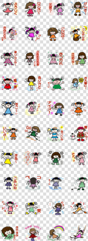 Ribbon And Curly Hair Girls Sticker   Sticker  HD Png Download