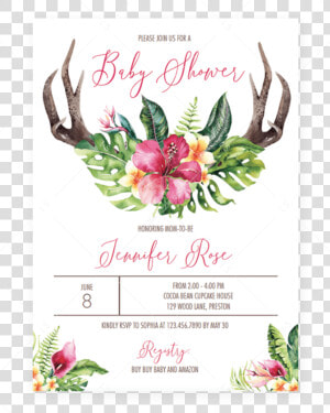 Bohemian Floral Baby Shower Invitation Template By  HD Png Download