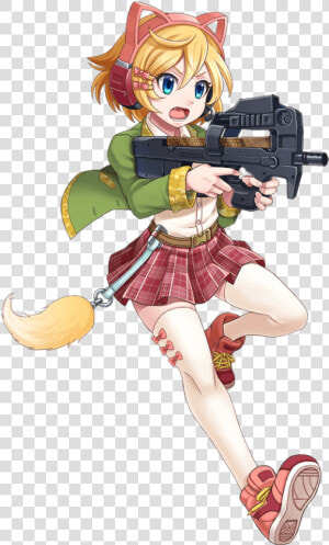 Character   Anime Girl Shooting Gun  HD Png Download