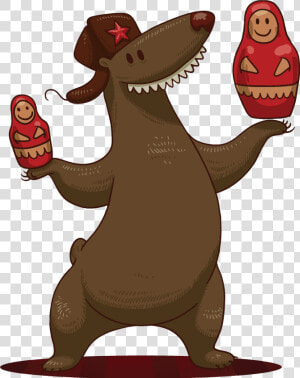 Bear   Russian On A Bear Funny  HD Png Download