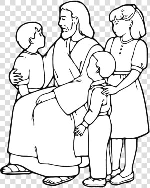 Clipart Of Jesus With Child Teaching Children Line   Jesus Teaching Children Clip Art  HD Png Download