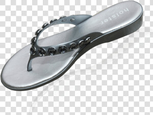 Holster Women Sandal Slippers Crystal Silver Flat soled   Flip flops  HD Png Download