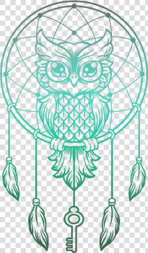  mq  owl  dreamcatcher  green   Owl Dream Catcher Tattoo  HD Png Download
