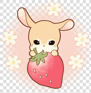  bunny  kawaii  bow  anime  cute  strawberry  sweets   Cartoon  HD Png Download