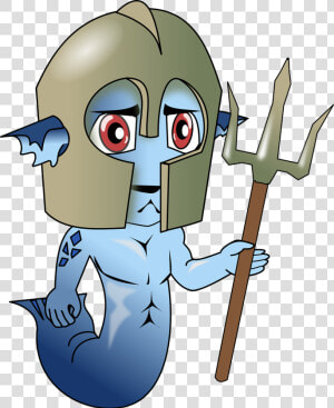 Merman Neptune Trident Free Picture   Chibi Merman  HD Png Download
