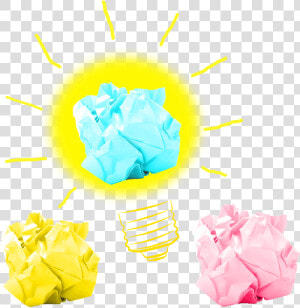 Brilliant Ideas Yellow Pink Blue Crumbled Paper Bulb   Rose  HD Png Download