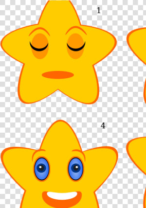 Yellow Star Wake Up   Star With Face Emotions Clipart  HD Png Download
