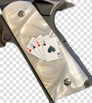 1911 Gun Grips Acrylic Pearl White W 4 Aces In Color  HD Png Download