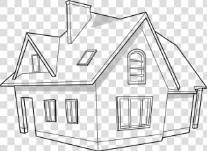 Line Art shed angle   Modern House Clipart Black And White  HD Png Download
