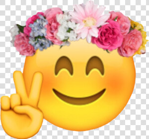 Emoji With Flower Crown   Png Download   Flower Crown Emoji Transparent  Png Download