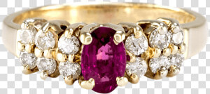 14k Yellow Gold Ruby And Diamond Ring   Diamond  HD Png Download
