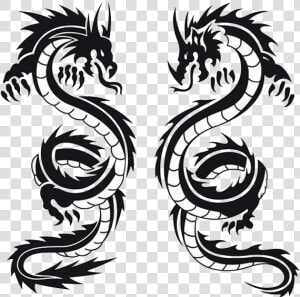 Dragon Double Tattoo Clip Arts   Dragon Tattoos  HD Png Download