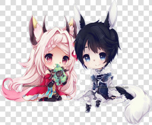 Chibi Kawaii Couple Anime Chibi  HD Png Download