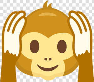  monkey  emoji  funny  cute  hear  ears  listen   Cartoon  HD Png Download