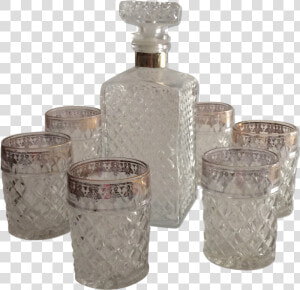 Pitcher And Whiskey Glasses 70s   Glass Bottle  HD Png Download