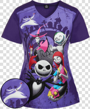 Nightmare Before Christmas Rip Print Scrub Top  HD Png Download