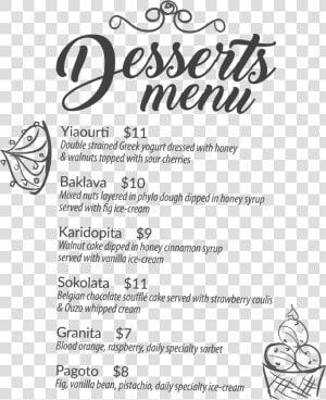 Dessert Menu Black And White  HD Png Download