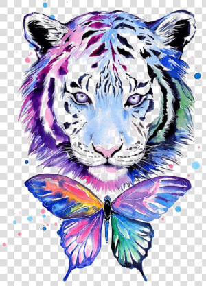 Watercolor White Tiger Tiger Art  HD Png Download